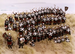The 2003 Jarl Squad at West Sandwick beach, Yell. Photo by John Coutts.